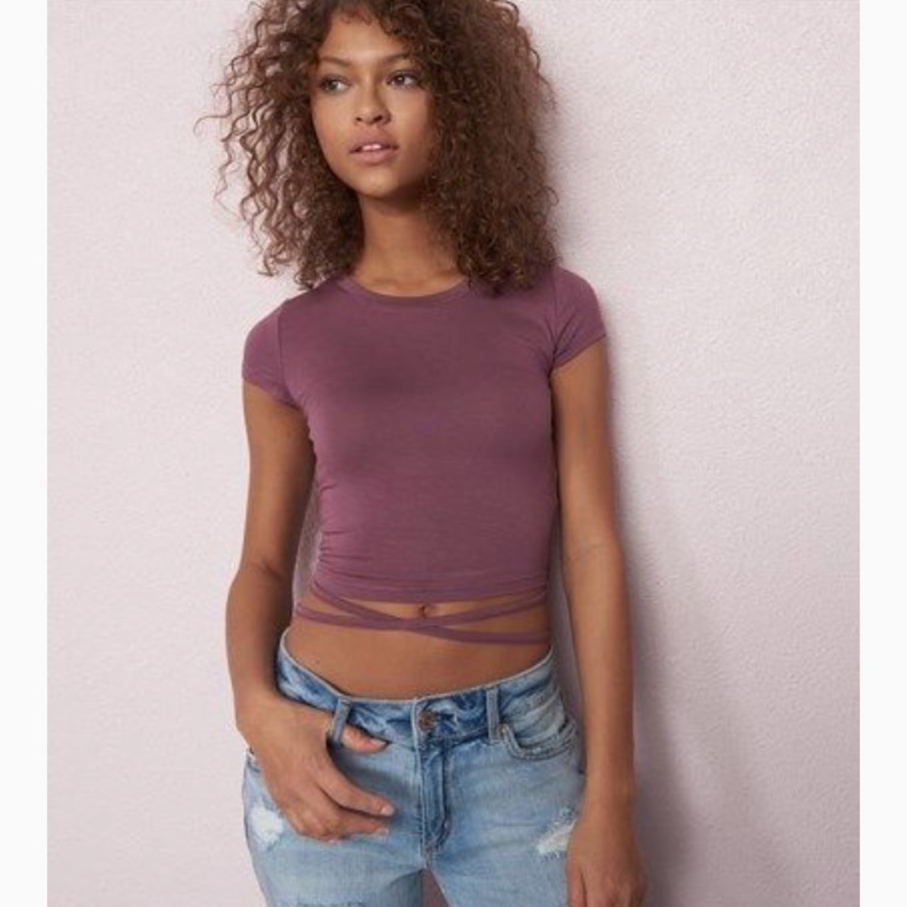 Purple Crop Top with Wrap Ties